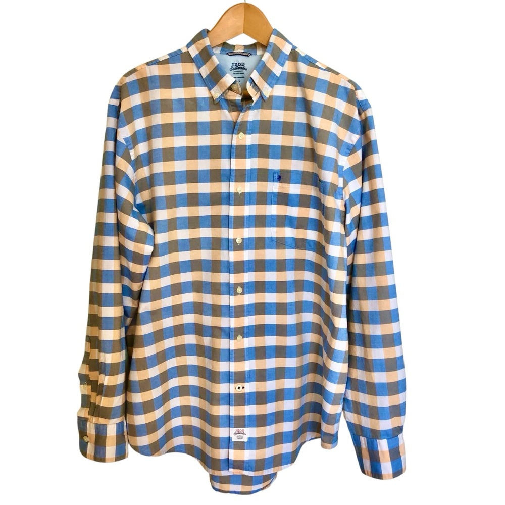 IZOD Saltwater Checkered Shirt 100% Cotton (Large)